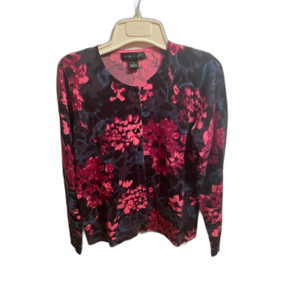 August Silk Cottagecore Floral Button Up Cardigan Size Medium